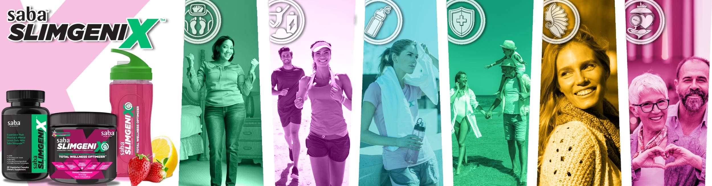 Saba Slimgenix X products promoting wellness, weight management, and healthy living.